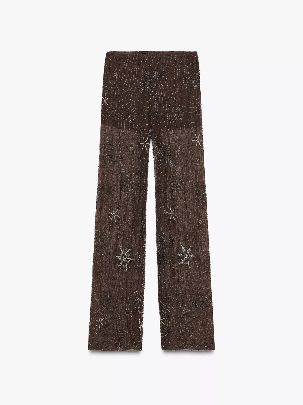 Zara Beaded Sequin Pants - Chocolate Size S View 2